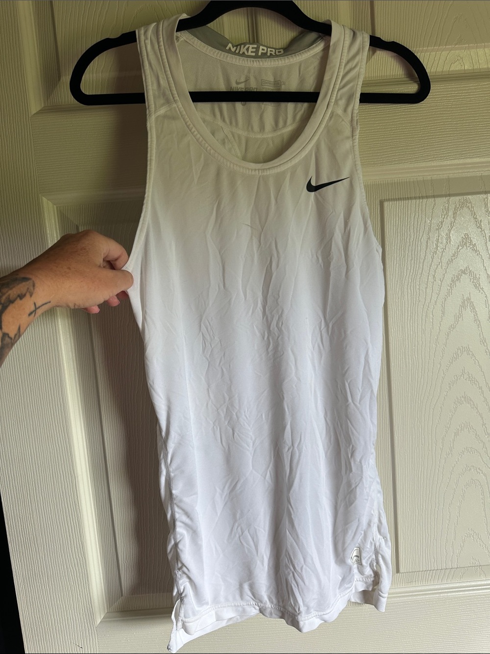 Nike White Performance Tank with Black Swoosh